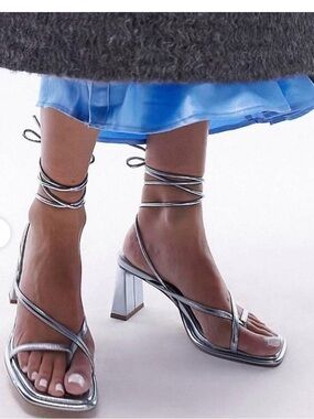 Top shop silver blue strappy sandals